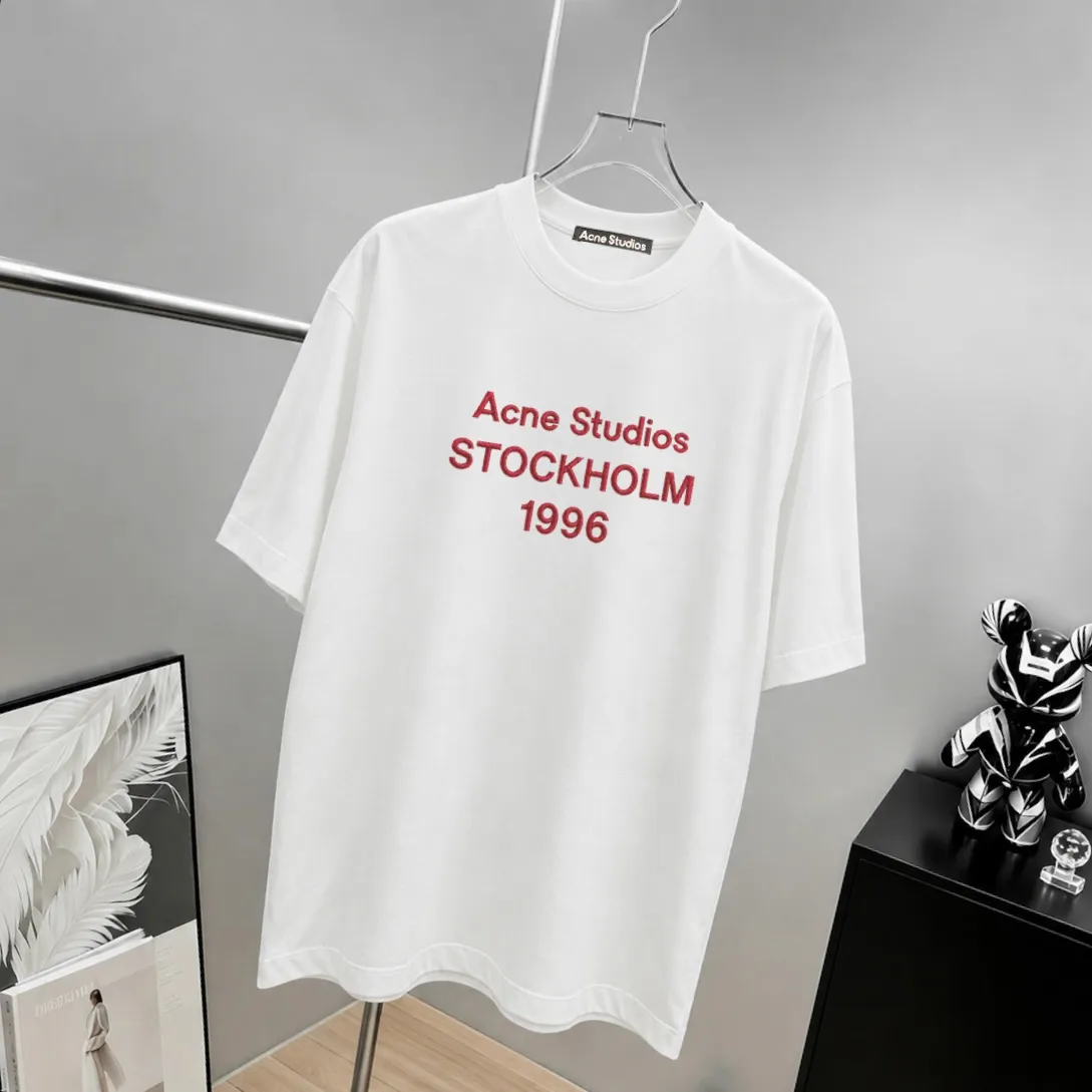 Acne*Studios*2026Ss exclusive couple Hot Sale g high-count T-shirt "different currency fabric" short-sleeved tee negative ion upper body is very comfortable, Same Style half-sleeve for men and women, dropped shoulders and loose fit Color: Black White Coffee Brown Size: S (90-130 pounds) M (125-150 pounds) L (135-165 pounds) XL (160-190 pounds) XXL (185 pounds)